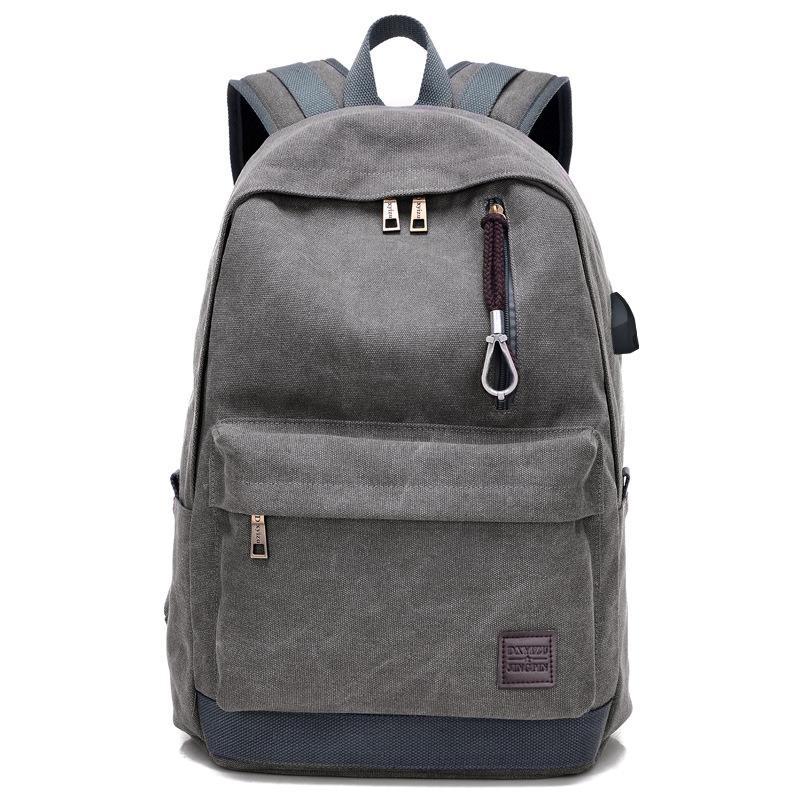 Main Multi-function Unisex Canvas Backpack With USB Charging Port image