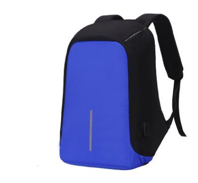 Multi-Functional Water Resistant USB Laptop Backpack in black canvas with multiple compartments and USB charging interface.