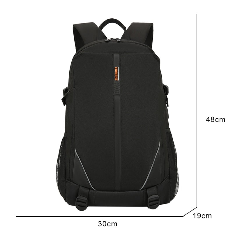 New Male Backpack made of luxury waterproof nylon, featuring multiple pockets and a sleek design, ideal for business and travel.