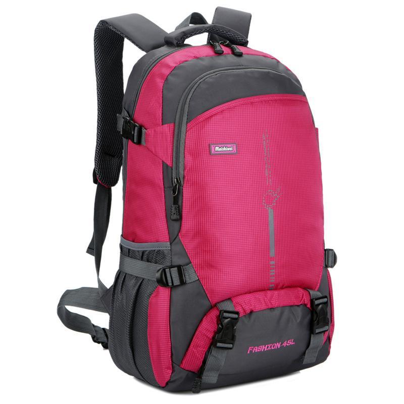 A durable nylon sports and leisure outdoor travel backpack in a vibrant color, showcasing its spacious design and adjustable straps.