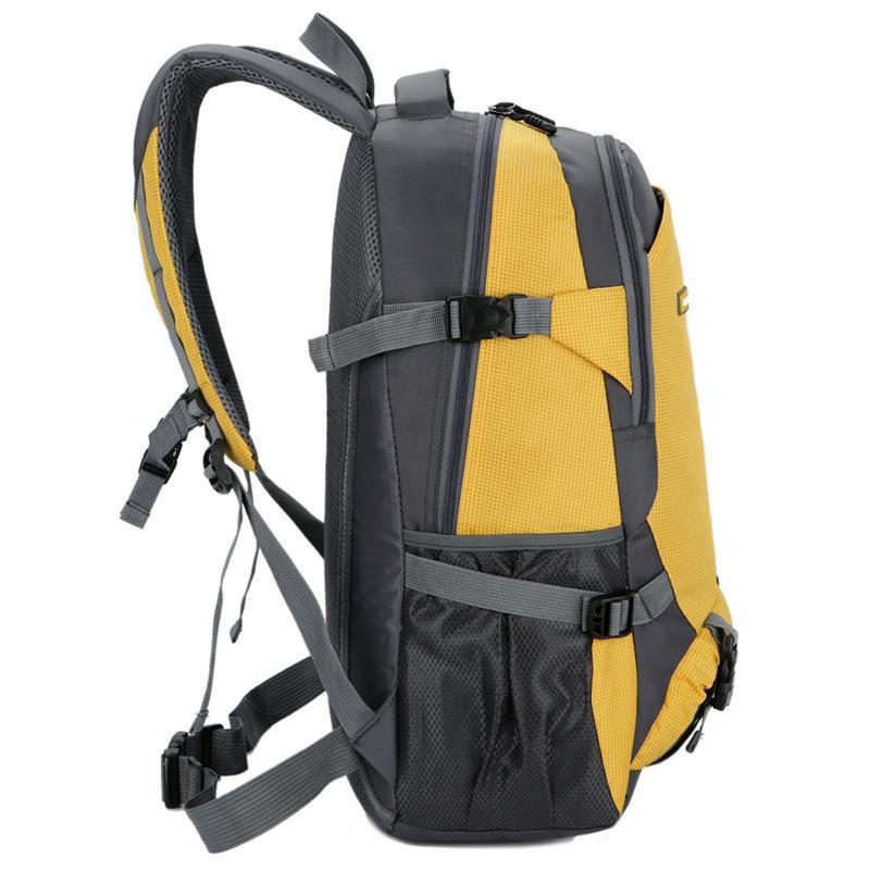 A durable nylon sports and leisure outdoor travel backpack in a vibrant color, showcasing its spacious design and adjustable straps.