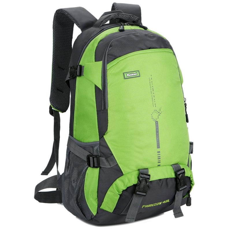 A durable nylon sports and leisure outdoor travel backpack in a vibrant color, showcasing its spacious design and adjustable straps.