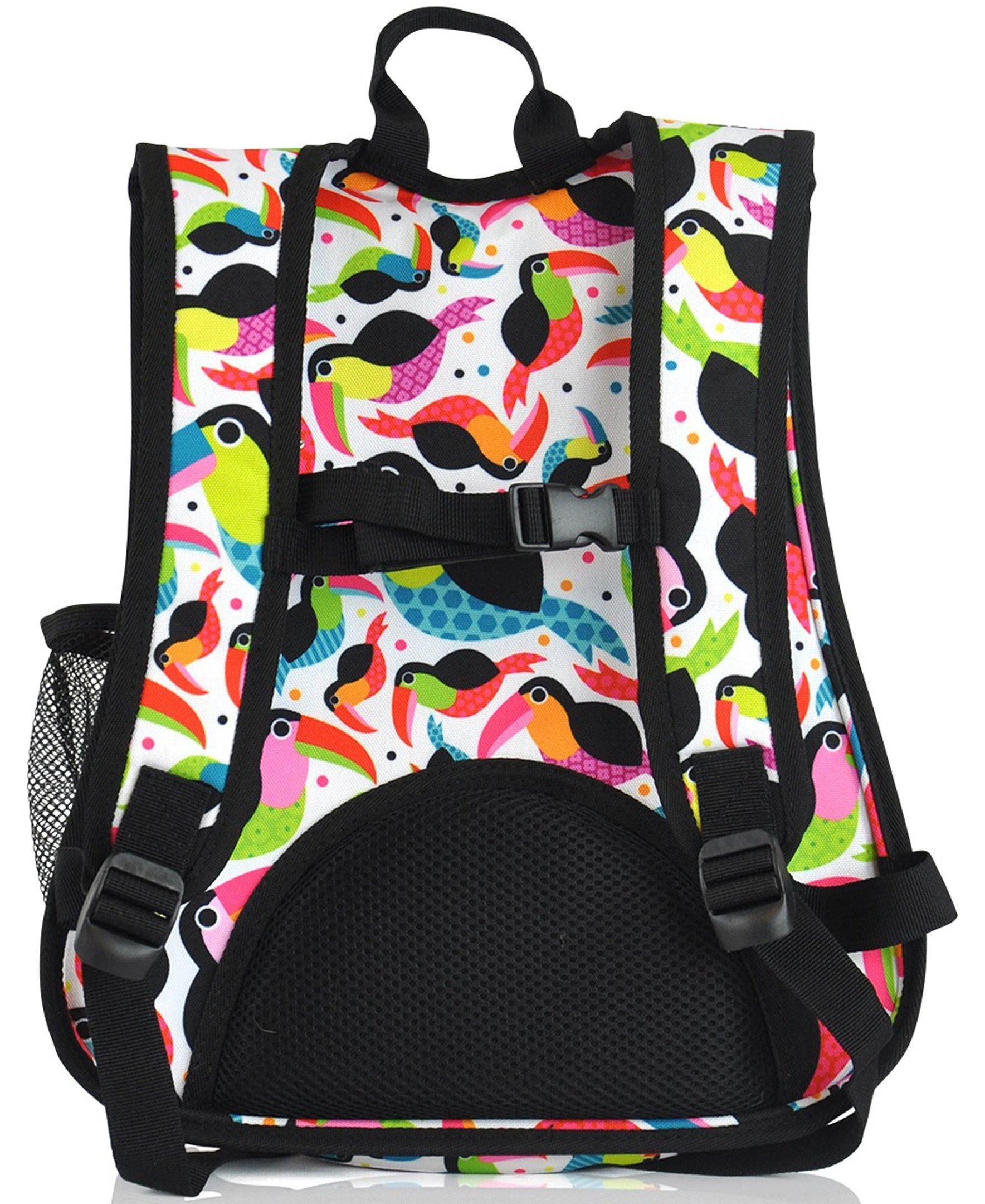 Obersee Mini Preschool All-in-One Backpack for Toddlers featuring a skull design, insulated cooler pocket, and padded straps, perfect for active kids.