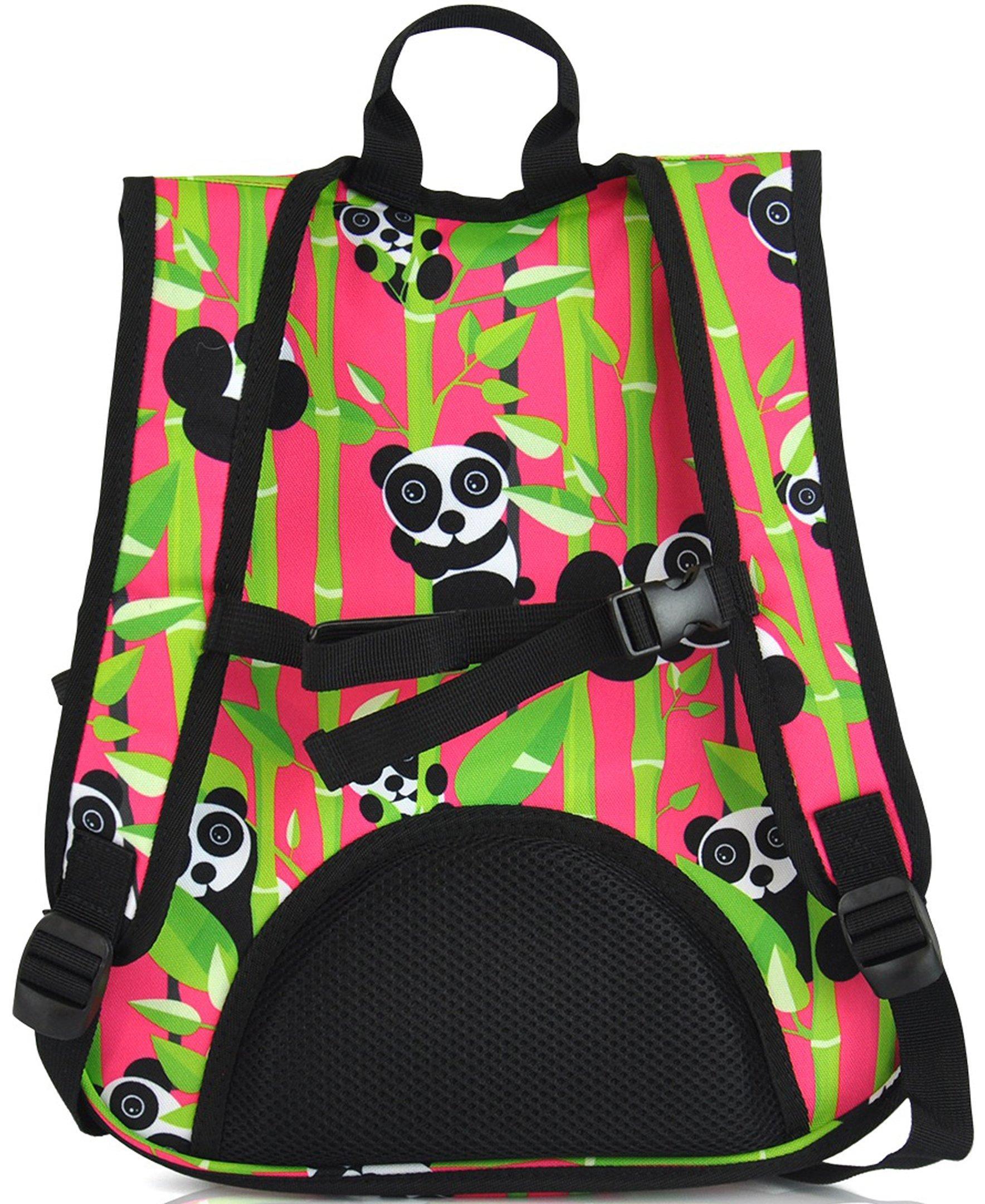 Obersee Mini Preschool All-in-One Backpack for Toddlers featuring a panda design, insulated cooler pocket, and padded straps, perfect for young children.