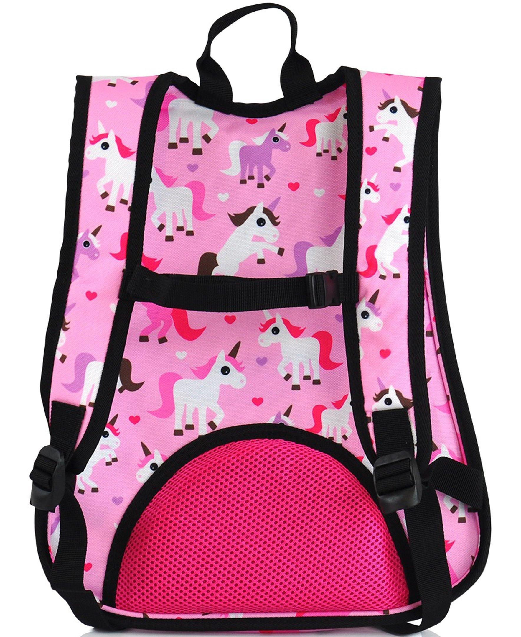 Obersee Mini Preschool All-in-One Backpack featuring a vibrant unicorn design, compact size, and insulated cooler pocket for snacks.