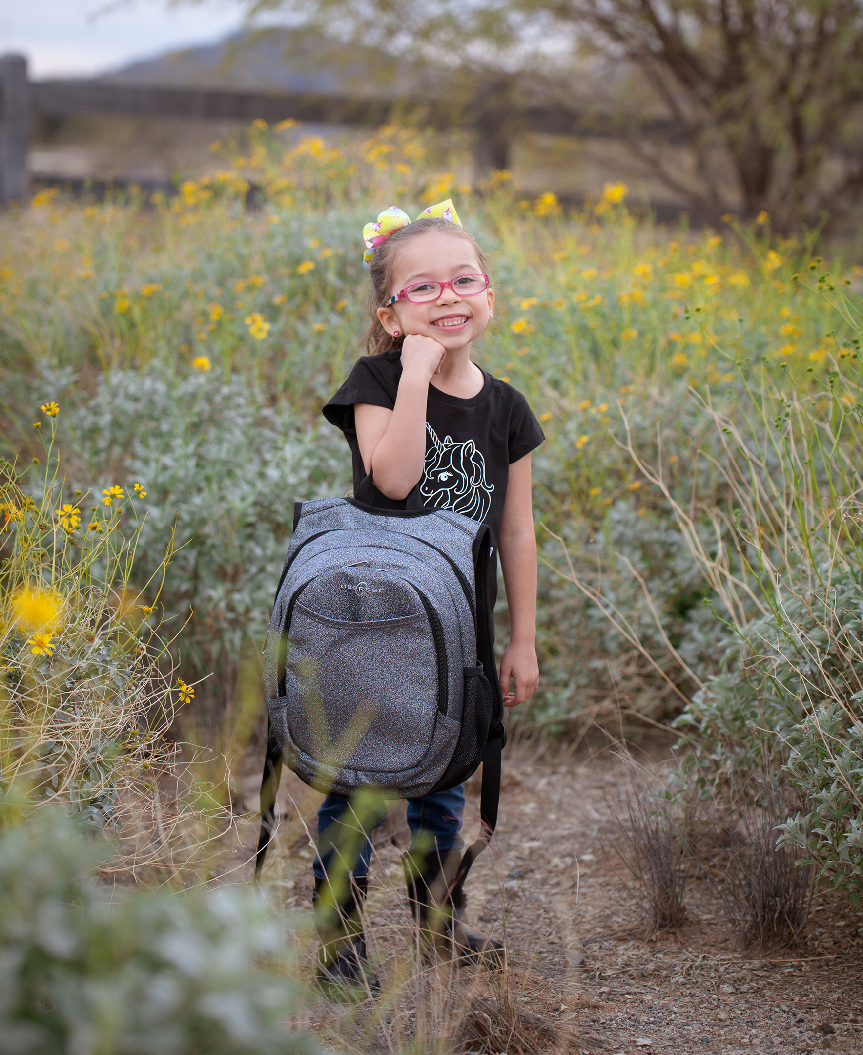 Obersee Mini Preschool Backpack for Girls in vibrant sparkle design, featuring insulated cooler pocket and padded straps, ideal for toddlers.