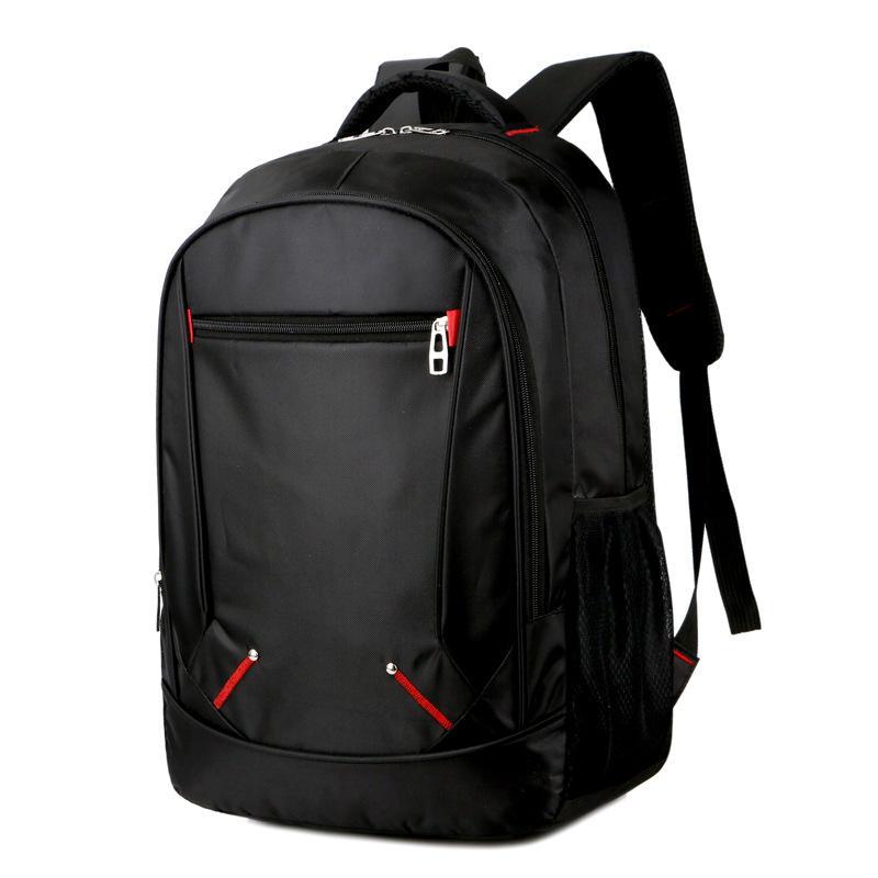 Oxford Cloth Breathable Anti-theft Laptop Backpack in black with multiple compartments and adjustable straps, showcasing its sleek design and durable material.