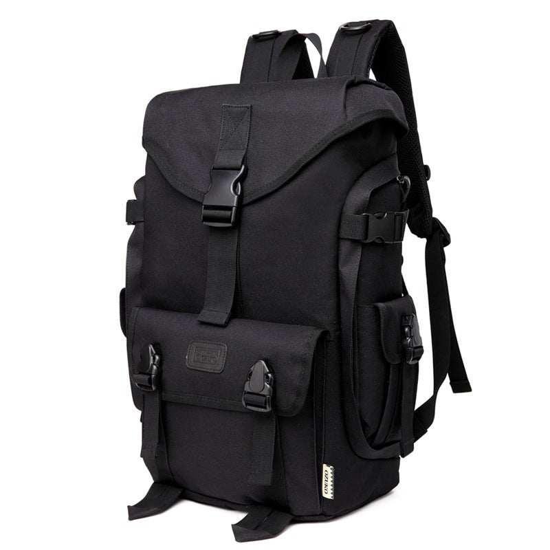 Oxford Cloth Street Fashion Lightweight Large Backpack in solid color, showcasing its spacious design and breathable straps.