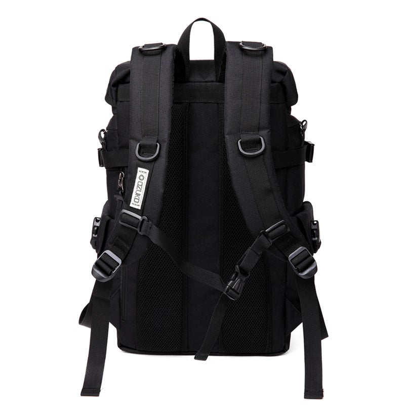 Oxford Cloth Street Fashion Lightweight Large Backpack in solid color, showcasing its spacious design and breathable straps.