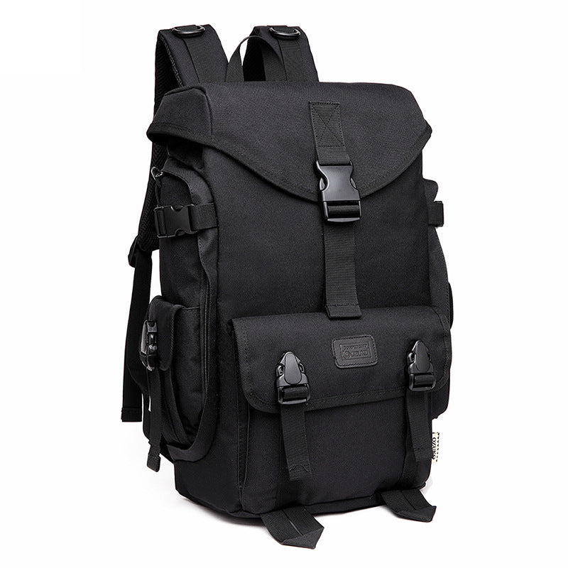 Oxford Cloth Street Fashion Lightweight Large Backpack in solid color, showcasing its spacious design and breathable straps.