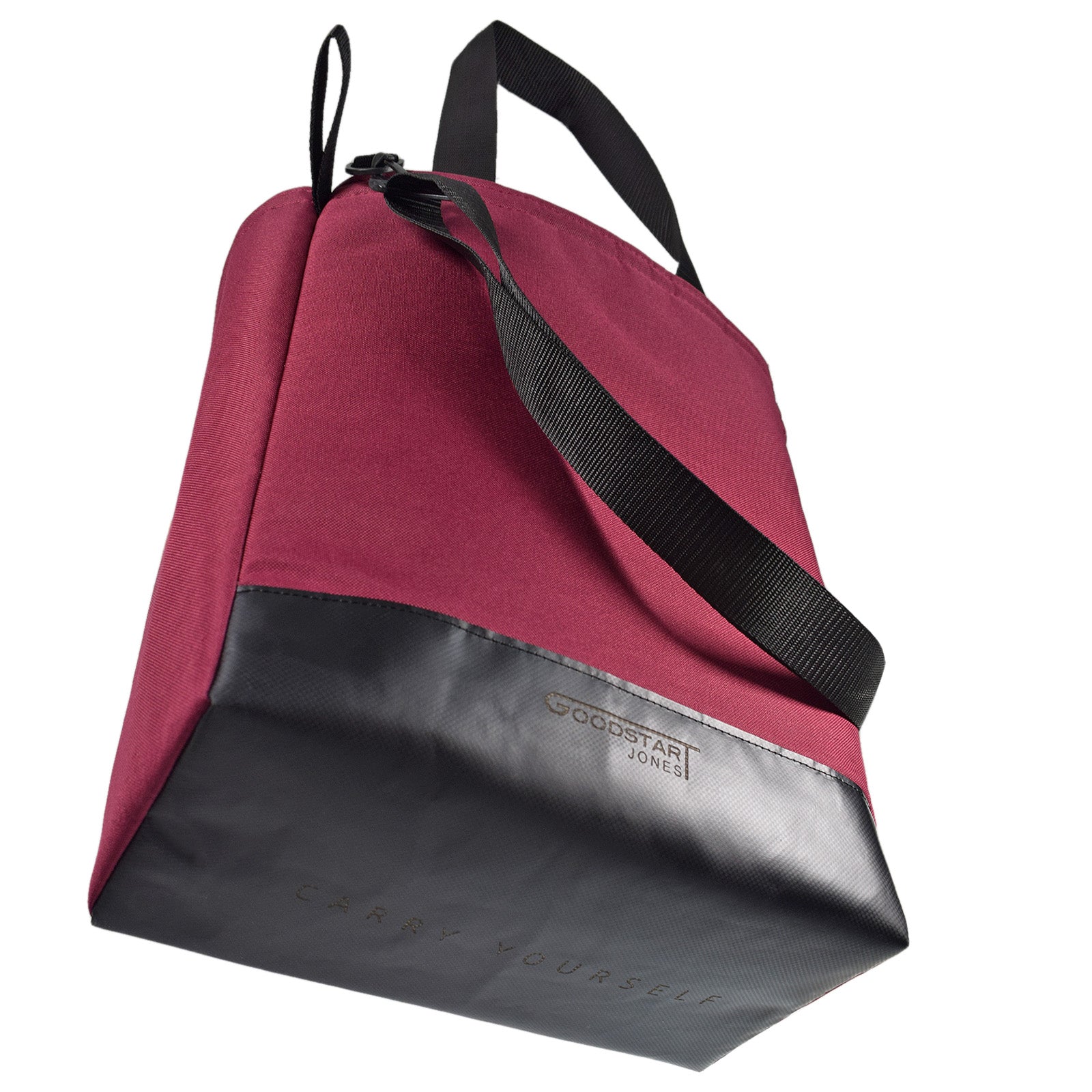 Burgundy padded service tote bag with comfortable handles and spacious interior, perfect for shopping and everyday use.