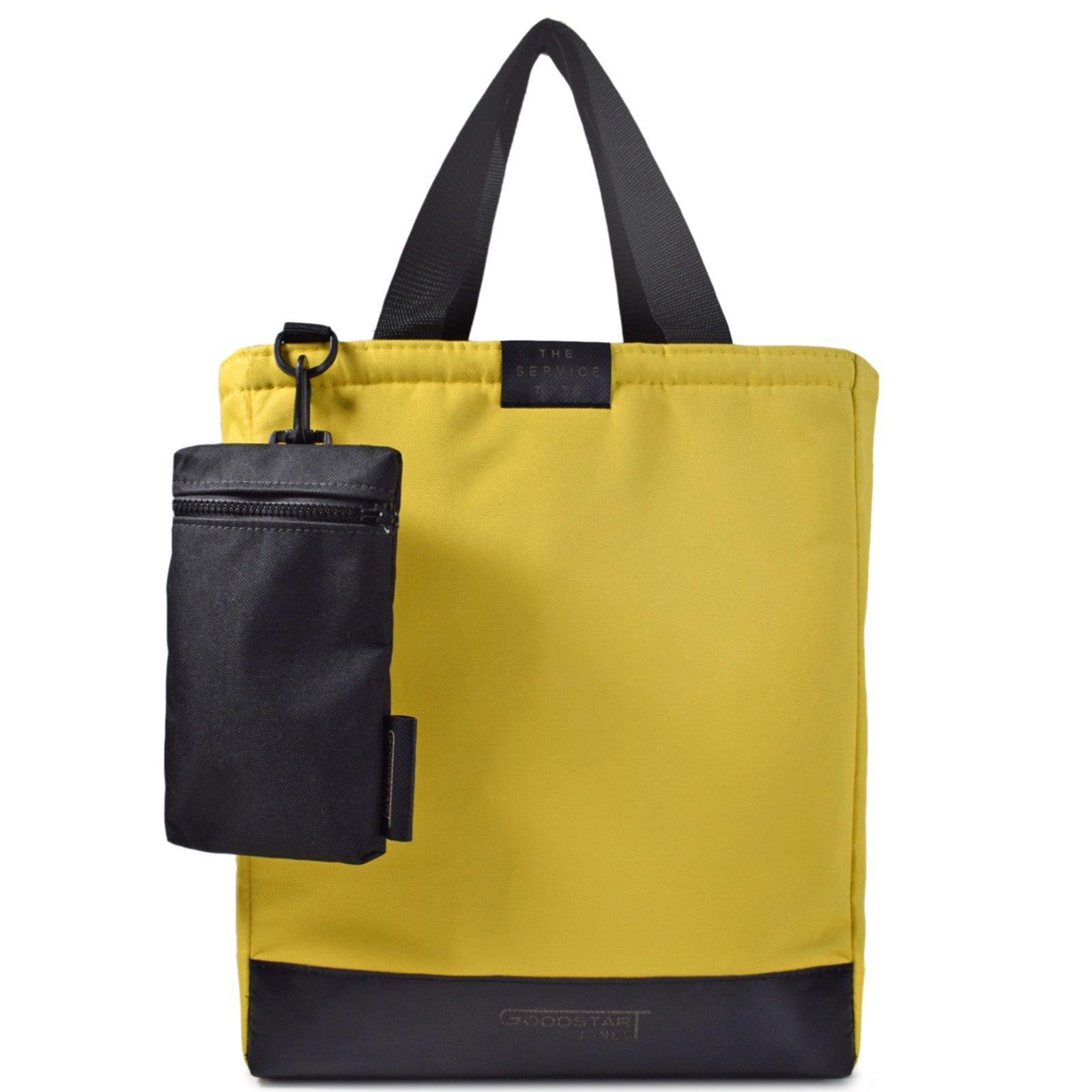 A vibrant yellow padded service tote bag designed for comfort and durability, perfect for shopping and everyday use.