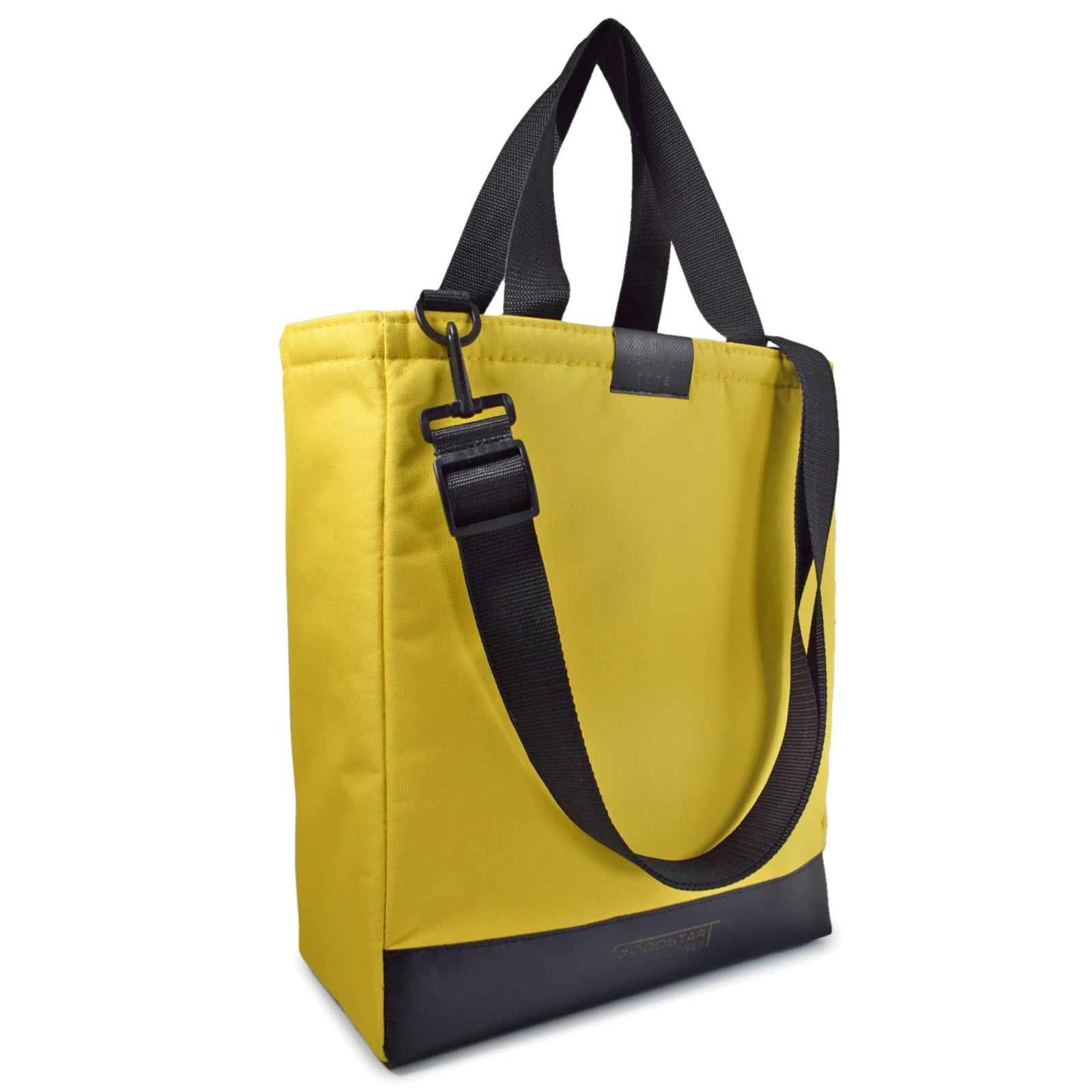 A vibrant yellow padded service tote bag designed for comfort and durability, perfect for shopping and everyday use.