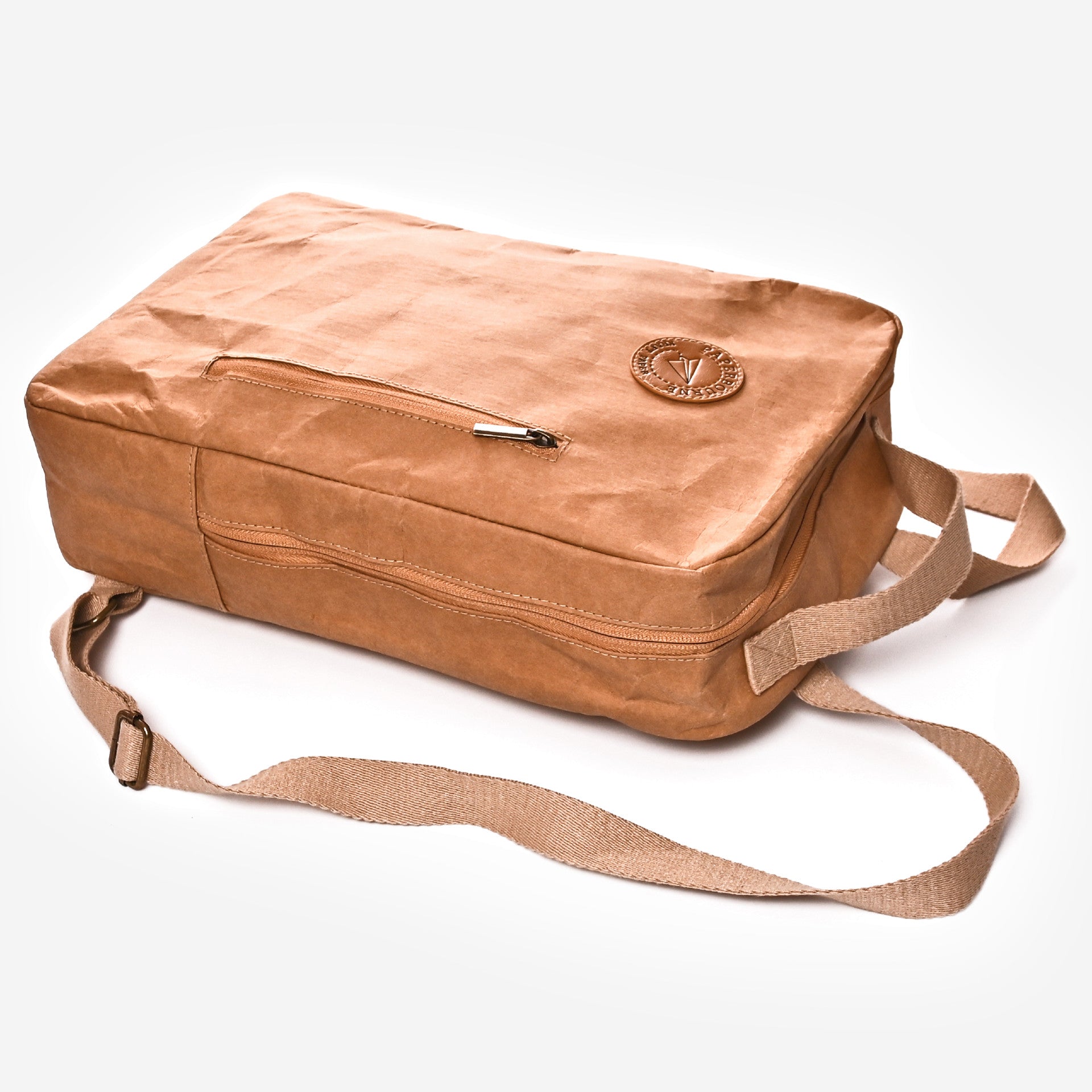 Pax kraft paper backpack showcasing its unique design and eco-friendly material, perfect for everyday use.