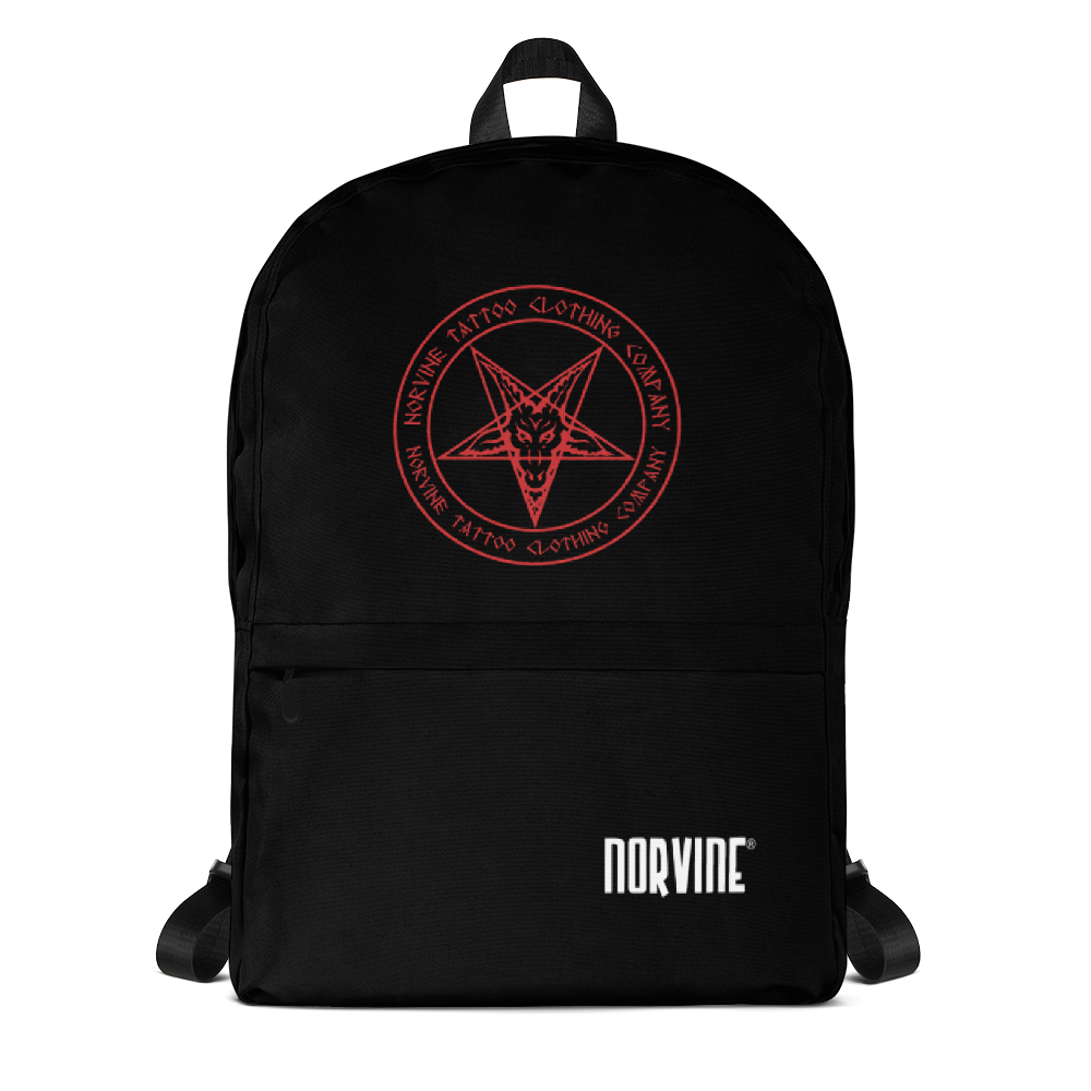 Pentagram Backpack in medium size, featuring water-resistant polyester, multiple pockets, and padded ergonomic straps for comfort.