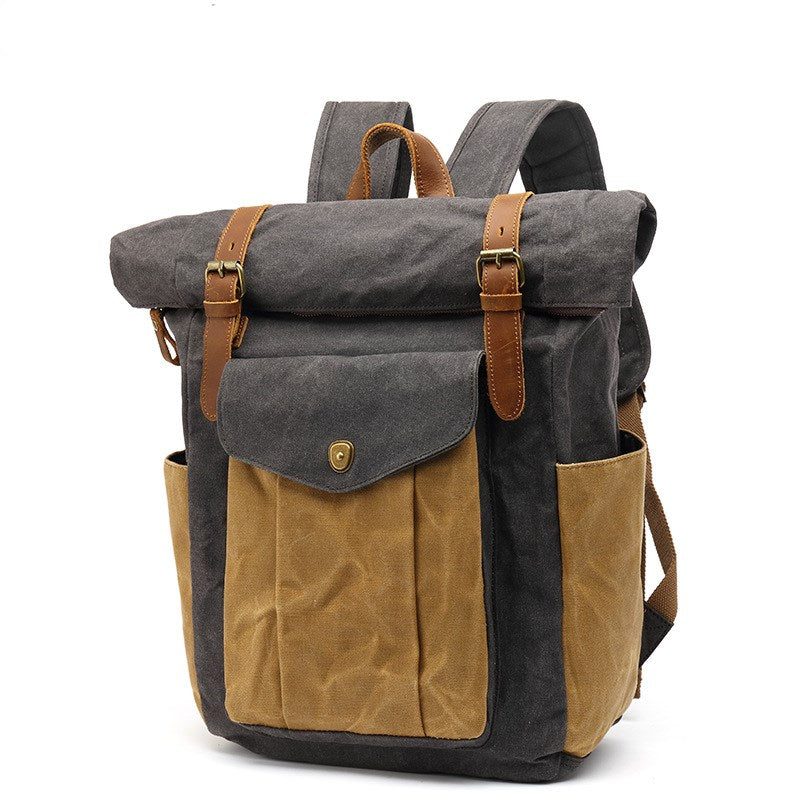 Retro Canvas Travel Backpack featuring a stylish design, durable canvas material, and multiple pockets for organization, suitable for men and women.