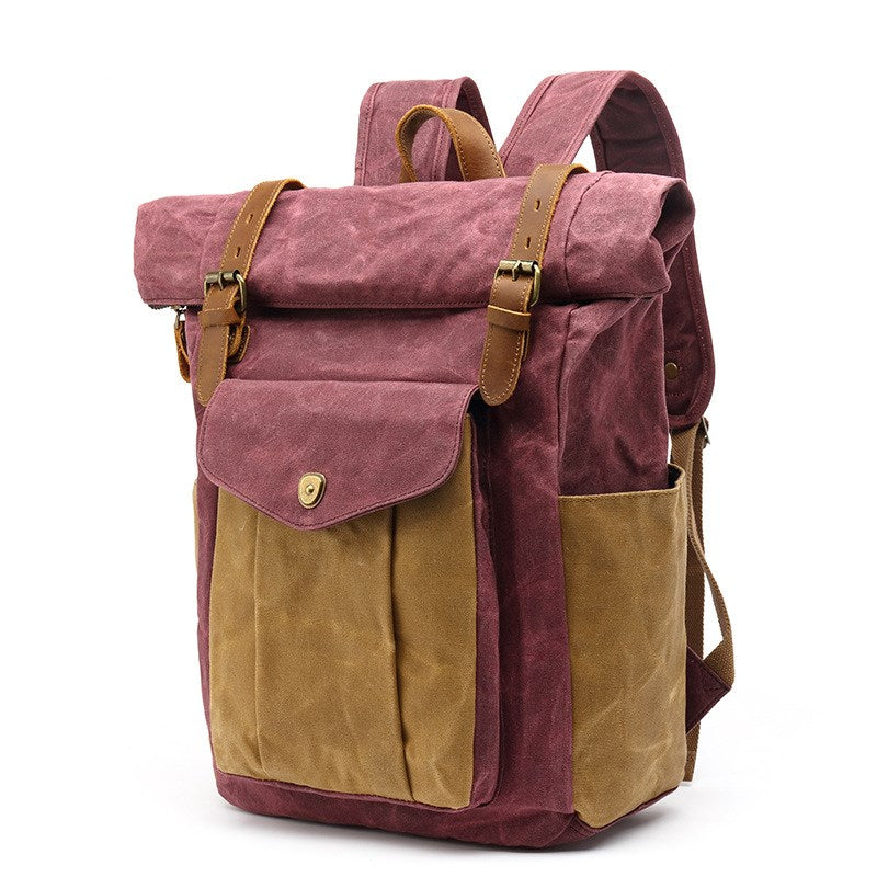 Retro Canvas Travel Backpack featuring a stylish design, durable canvas material, and multiple pockets for organization, suitable for men and women.