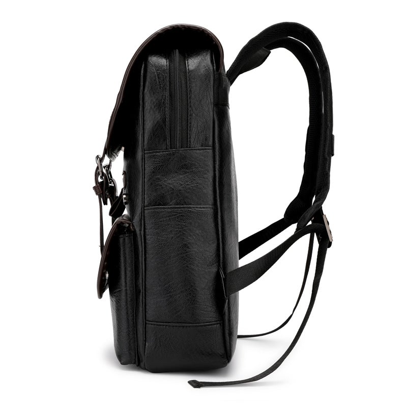 Retro Men's Business Computer Travel Backpack made of PU material, featuring a spacious design for laptops and essentials, ideal for business and travel.