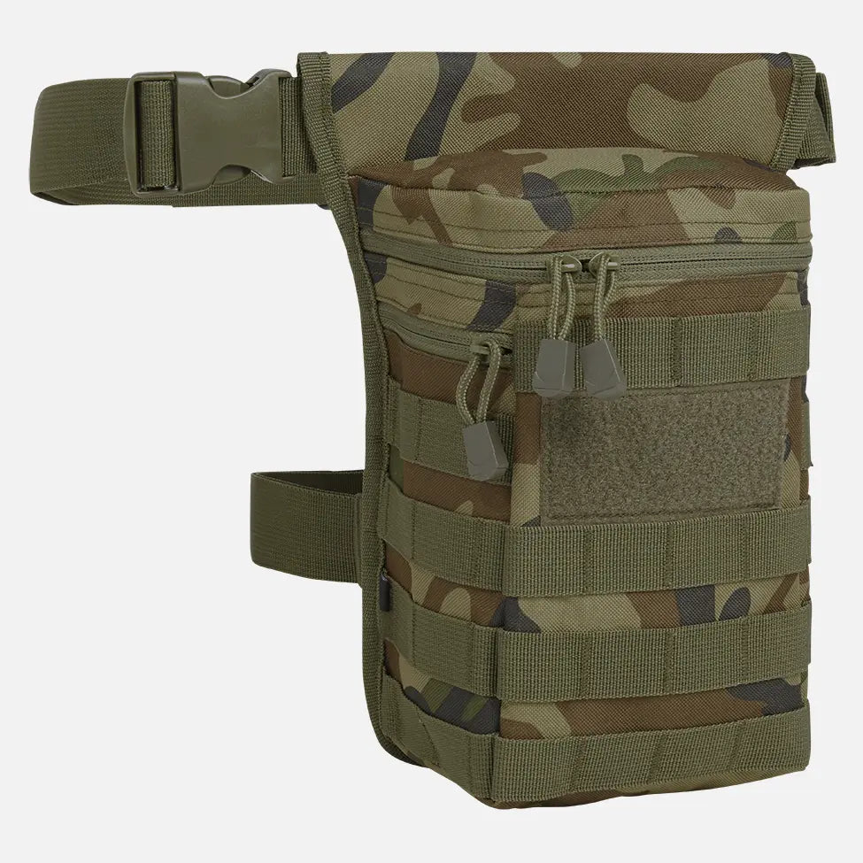 Side Kick Bag Molle in durable 600DEN polyester with adjustable belts and multiple compartments for storage.