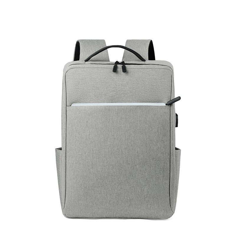 Simple Business Style Men's Backpack designed for 15.6-inch laptops, featuring durable nylon material, adjustable straps, and reflective stripe.