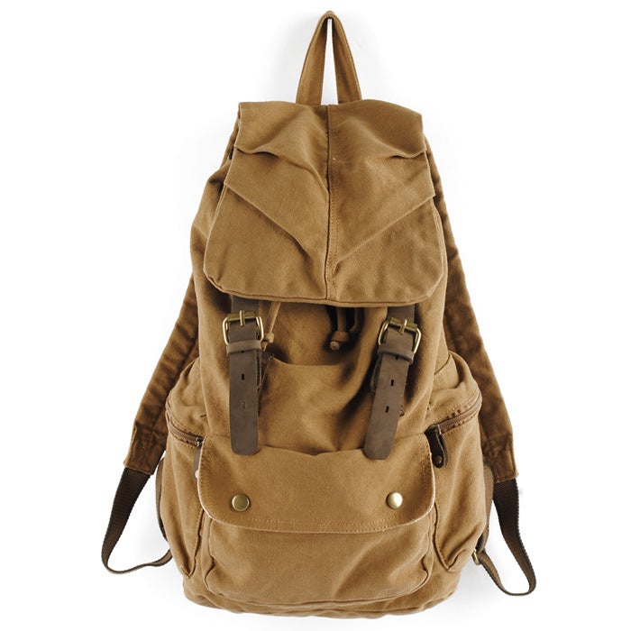 A stylish Simple Leisure Large Capacity Canvas Backpack in a casual design, featuring multiple pockets and adjustable straps, perfect for everyday use.