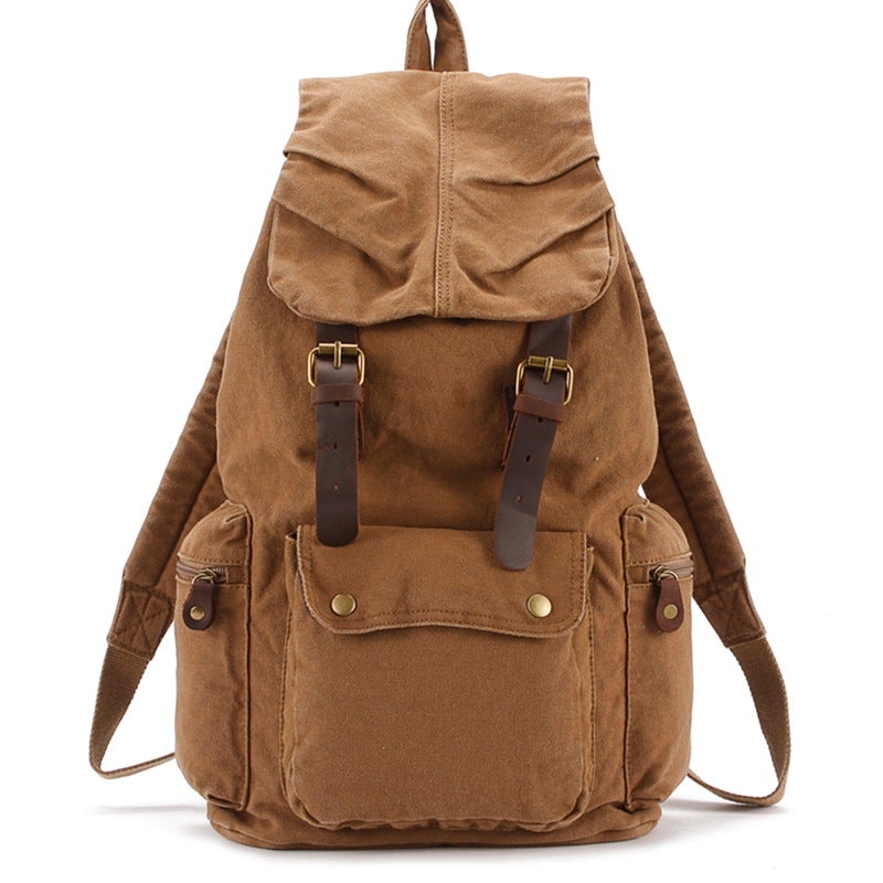 A stylish Simple Leisure Large Capacity Canvas Backpack in a casual design, featuring multiple pockets and adjustable straps, perfect for everyday use.