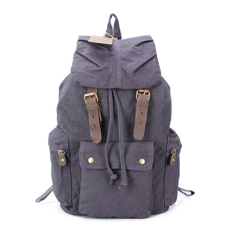 A stylish Simple Leisure Large Capacity Canvas Backpack in a casual design, featuring multiple pockets and adjustable straps, perfect for everyday use.