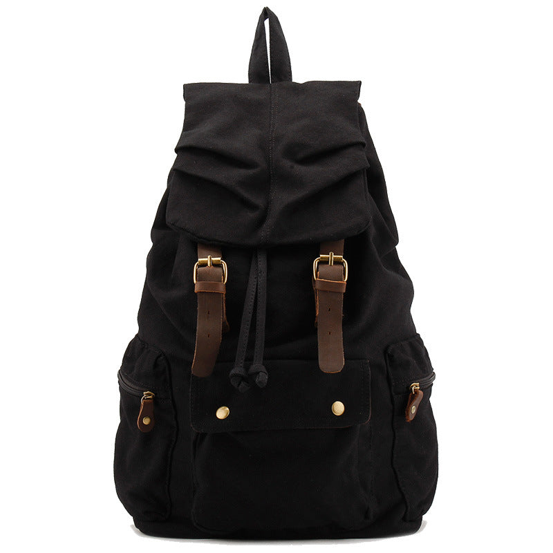 A stylish Simple Leisure Large Capacity Canvas Backpack in a casual design, featuring multiple pockets and adjustable straps, perfect for everyday use.