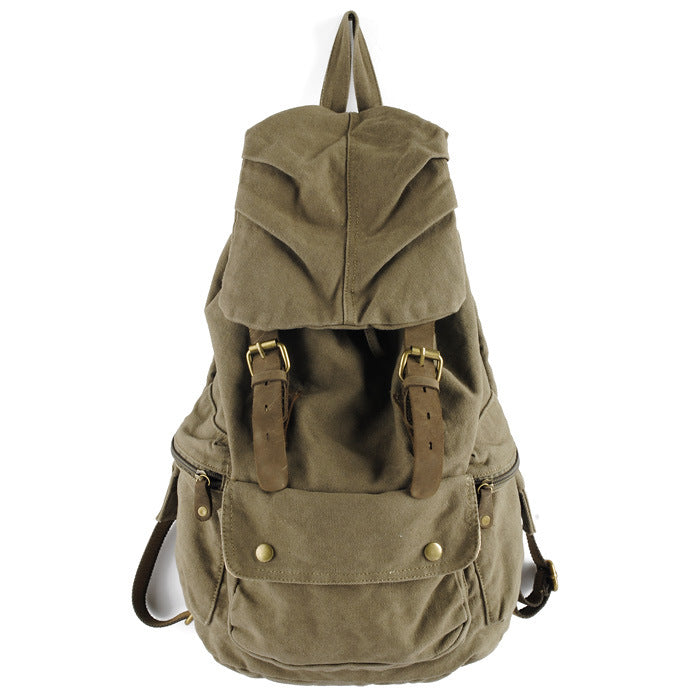 A stylish Simple Leisure Large Capacity Canvas Backpack in a casual design, featuring multiple pockets and adjustable straps, perfect for everyday use.