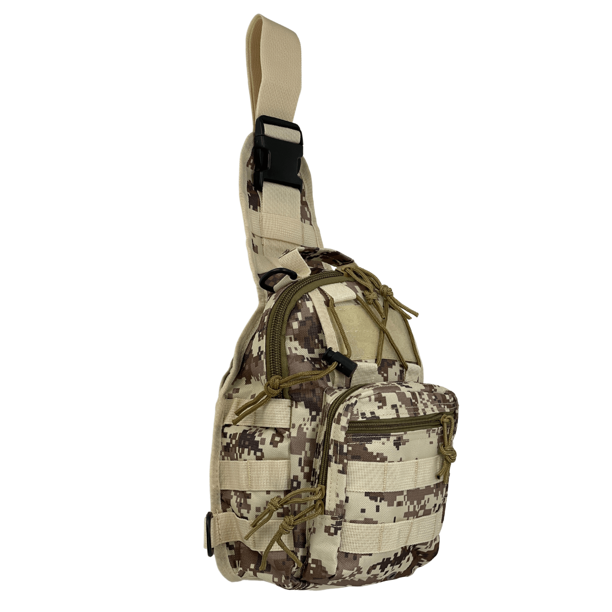 Tactical Sling Shoulder Bag featuring durable fabric, adjustable strap, and multiple pockets for outdoor and everyday use.