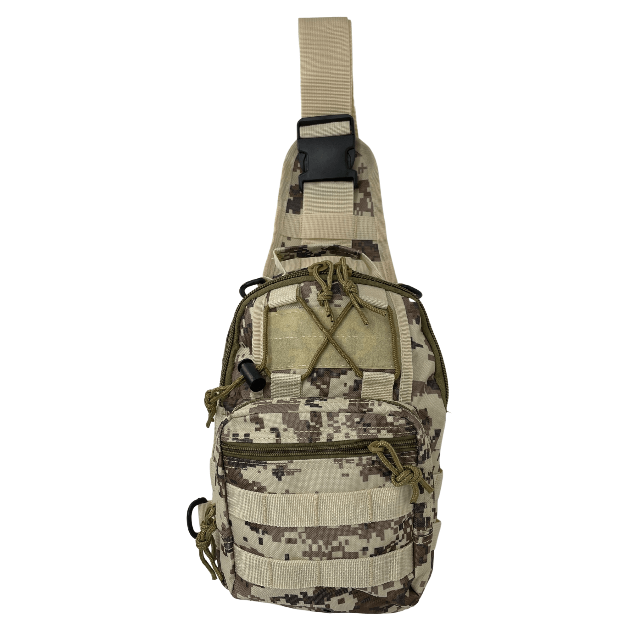 Tactical Sling Shoulder Bag featuring durable fabric, adjustable strap, and multiple pockets for outdoor and everyday use.