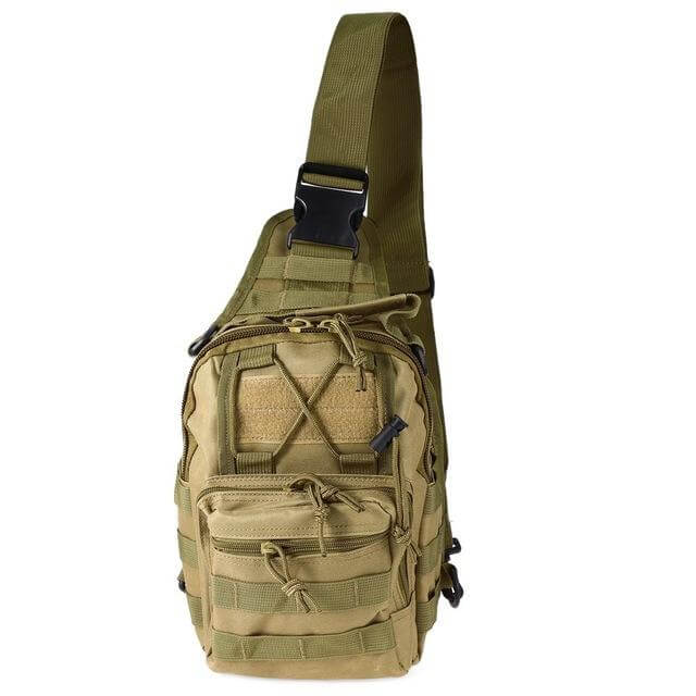 Tactical Sling Shoulder Bag featuring durable fabric, adjustable strap, and multiple pockets for outdoor and everyday use.