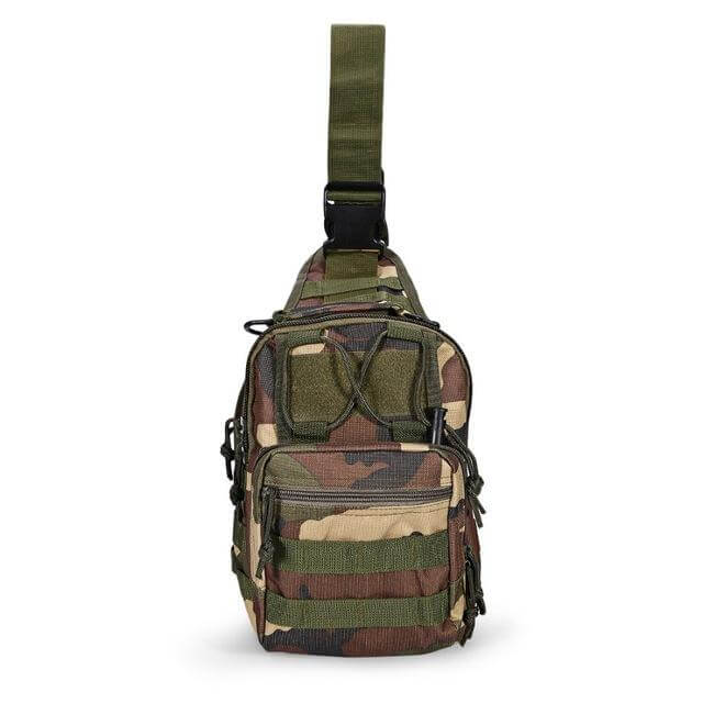 Tactical Sling Shoulder Bag featuring durable fabric, adjustable strap, and multiple pockets for outdoor and everyday use.