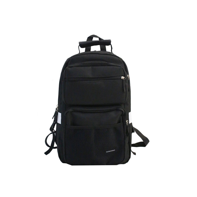 Unisex large capacity teenage travel backpack in various colors, showcasing its spacious compartments and durable nylon material.