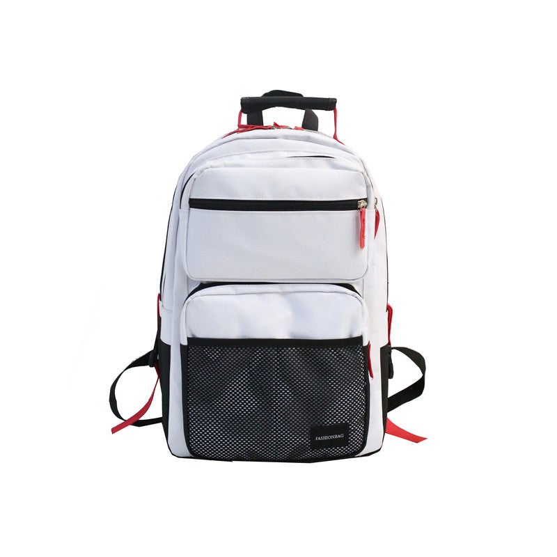 Unisex large capacity teenage travel backpack in various colors, showcasing its spacious compartments and durable nylon material.