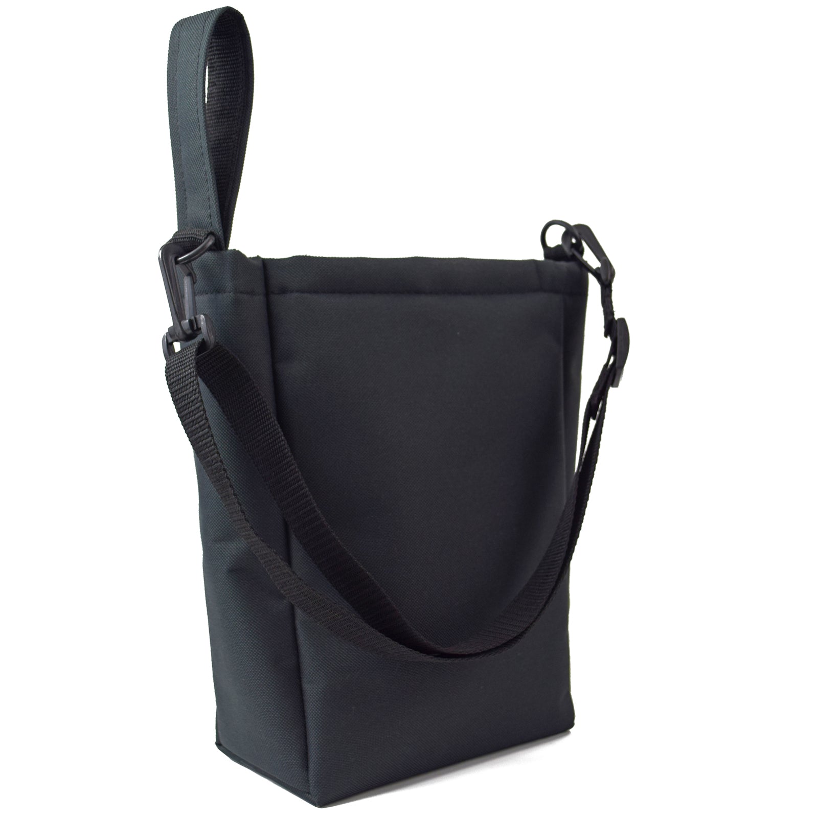 Black UTILITY Pouch Grab Bag with cushioned interior and adjustable straps, perfect for organizing small items.