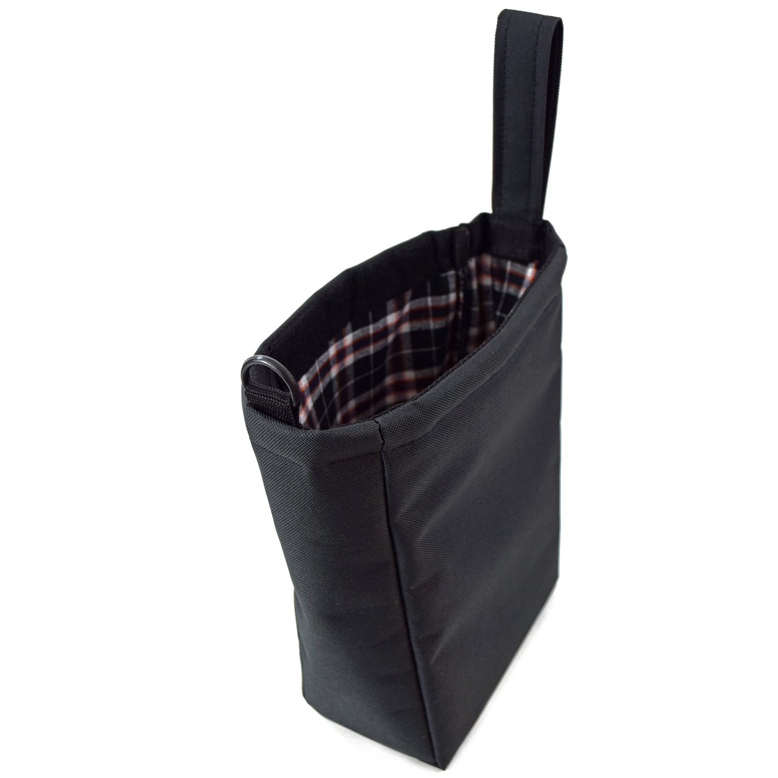 Black UTILITY Pouch Grab Bag with cushioned interior and adjustable straps, perfect for organizing small items.