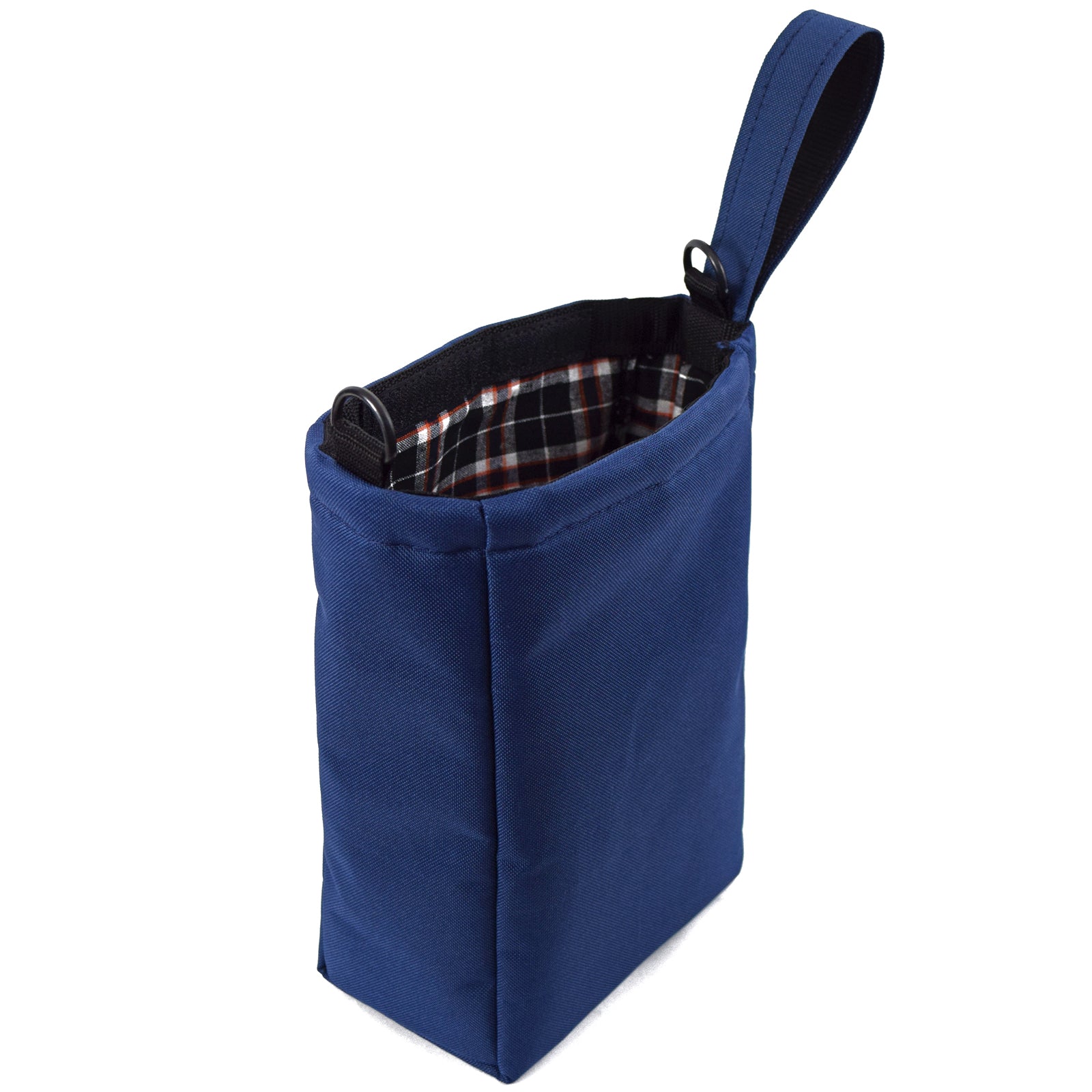 Navy Blue UTILITY Pouch Grab Bag showcasing its compact design and padded interior for carrying essentials.