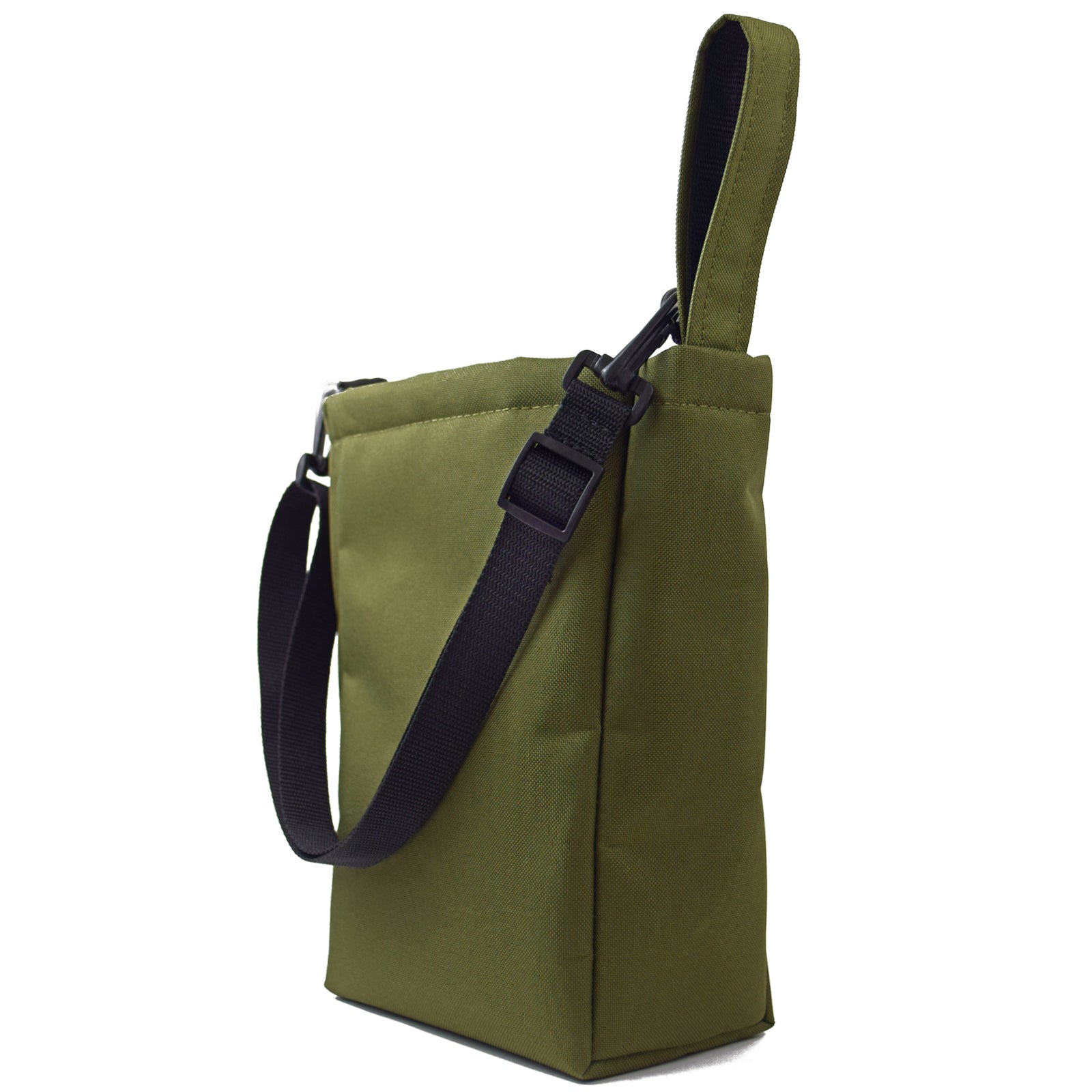 Olive colored UTILITY Pouch Grab Bag with adjustable straps and velcro closure, ideal for organizing small items.