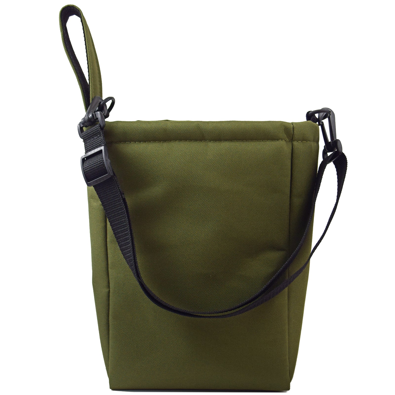 Olive colored UTILITY Pouch Grab Bag with adjustable straps and velcro closure, ideal for organizing small items.