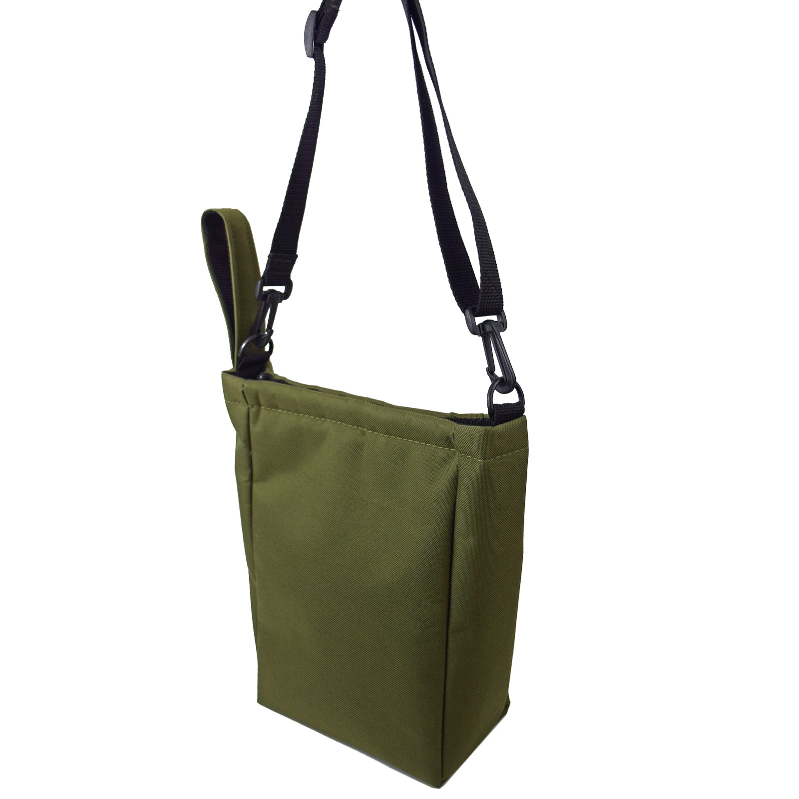 Olive colored UTILITY Pouch Grab Bag with adjustable straps and velcro closure, ideal for organizing small items.