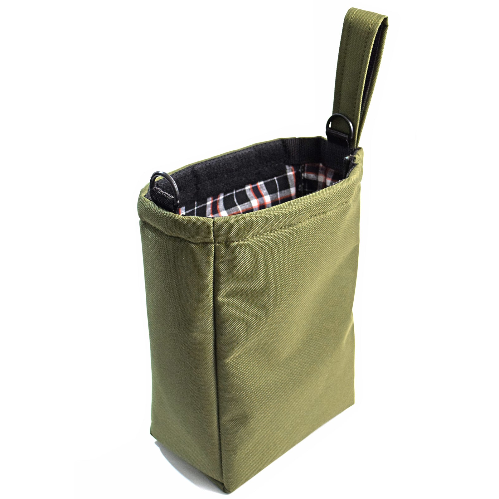 Olive colored UTILITY Pouch Grab Bag with adjustable straps and velcro closure, ideal for organizing small items.