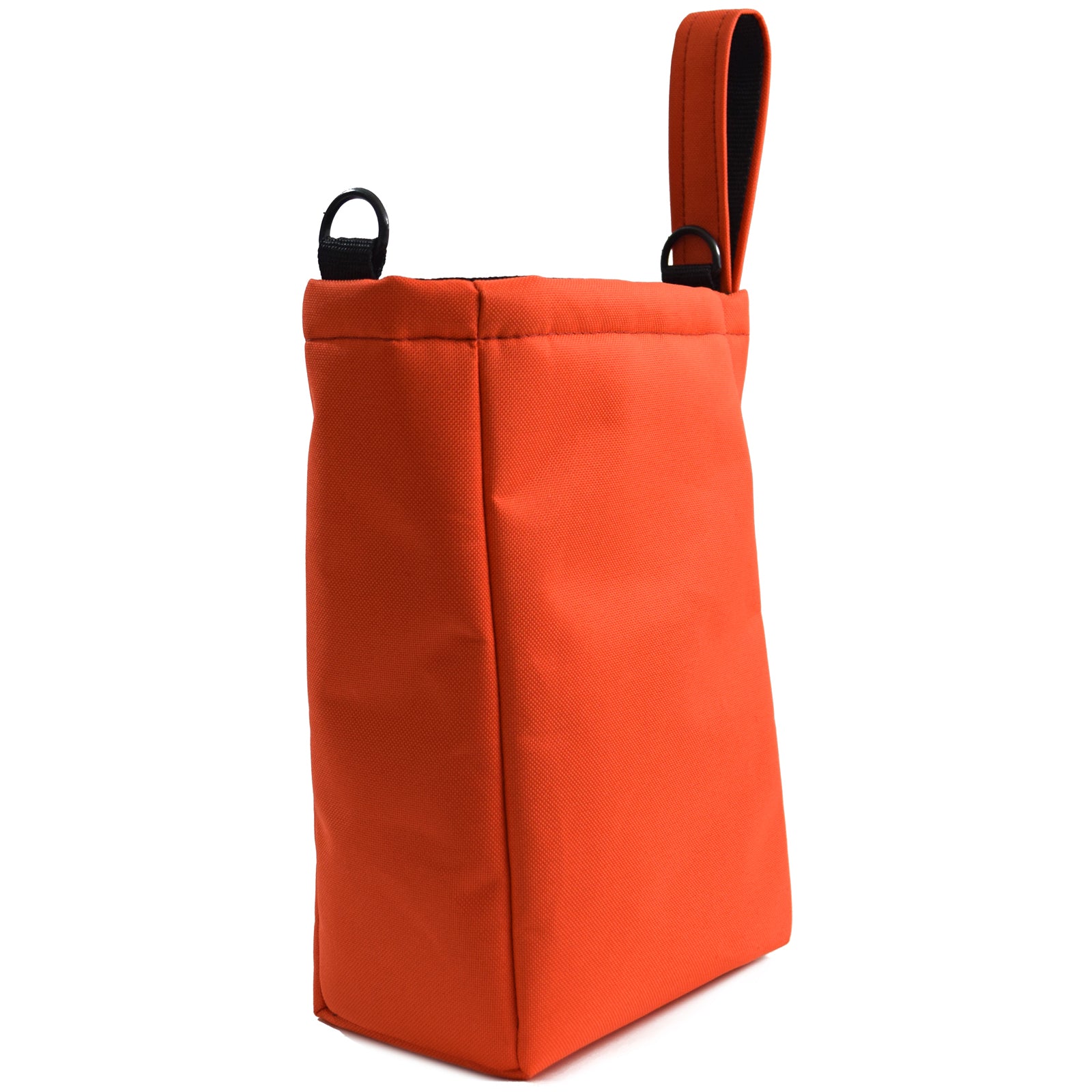 Bright orange UTILITY Pouch Grab Bag with cushioned interior and adjustable straps, ideal for organizing small items.