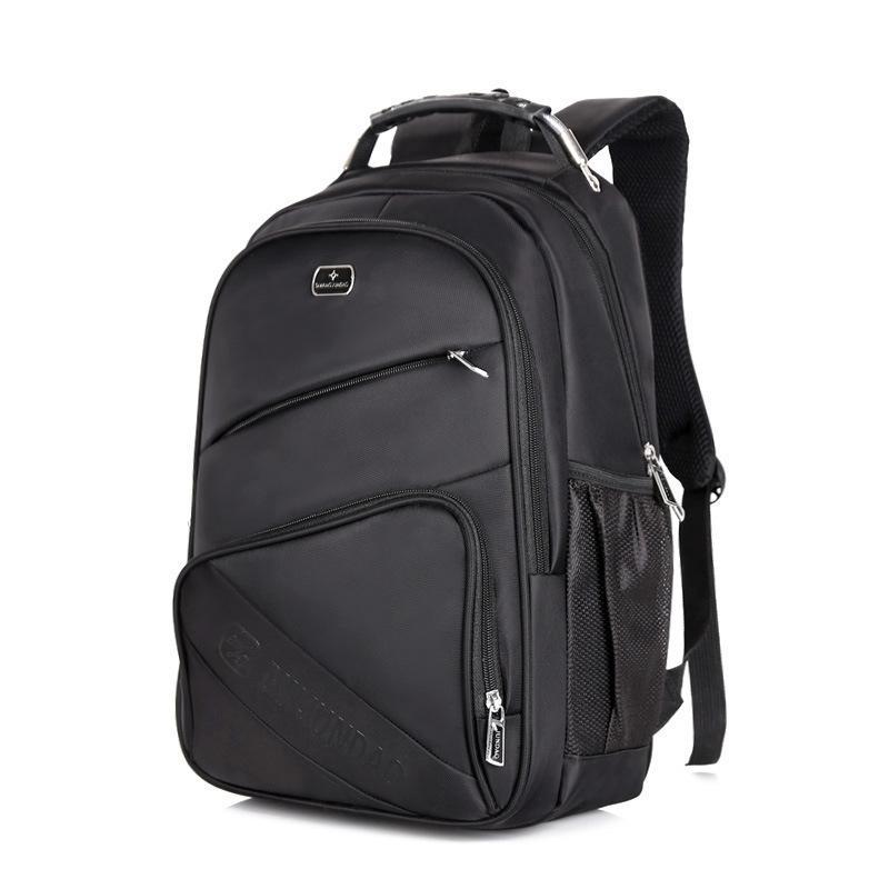 A stylish waterproof breathable men's travel backpack in black, featuring multiple compartments and anti-theft design.