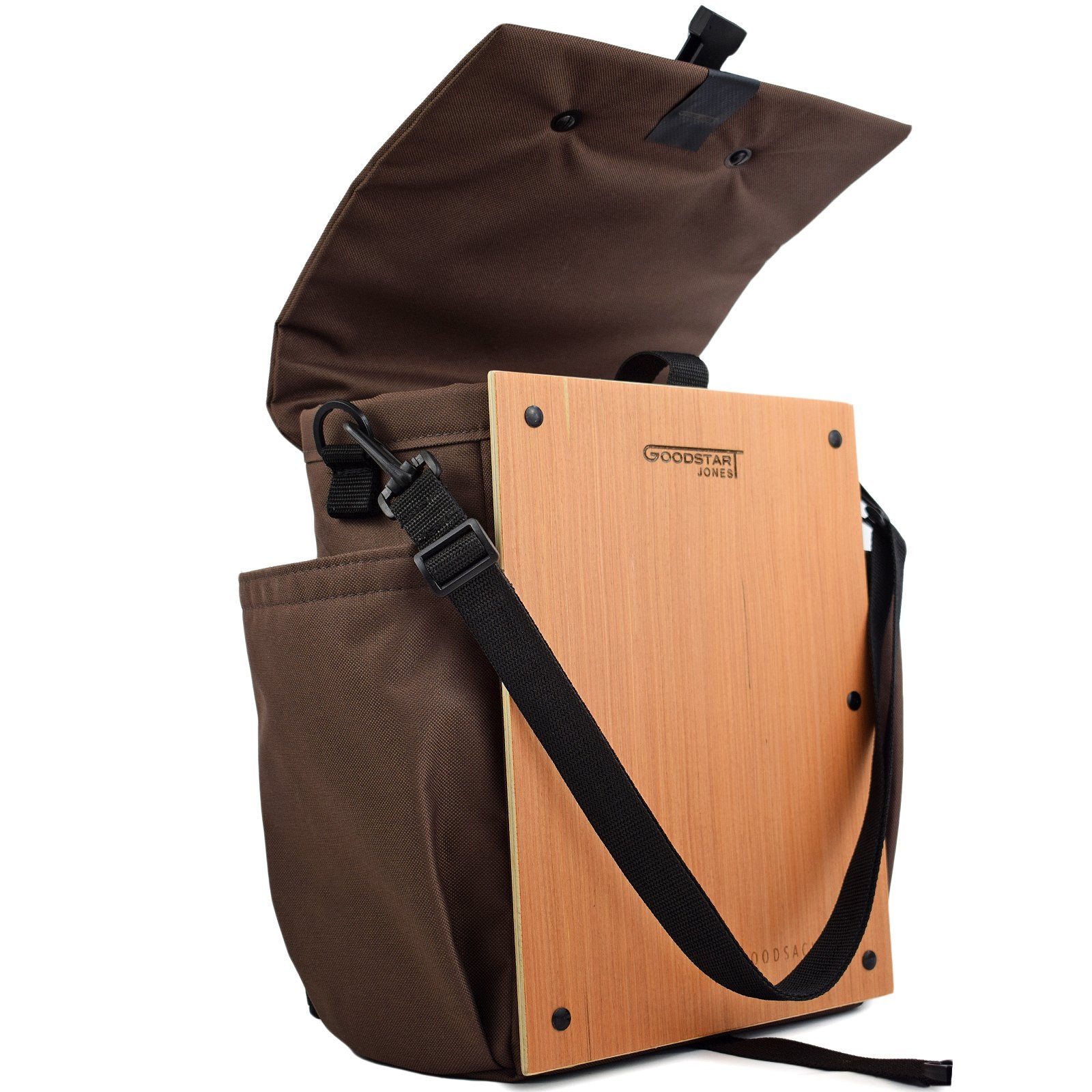 Woodsack Mini Backpack in brown, showcasing its compact design and stylish appearance.