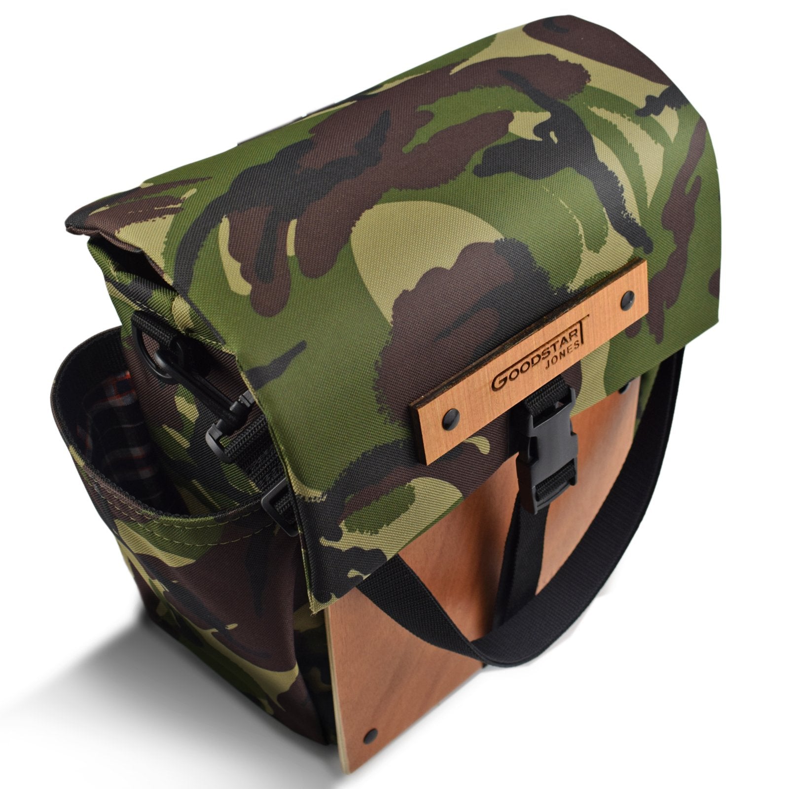 Woodsack Mini Backpack in CAMO SLAM design, showcasing its compact size and stylish camo pattern, perfect for daily use and travel.