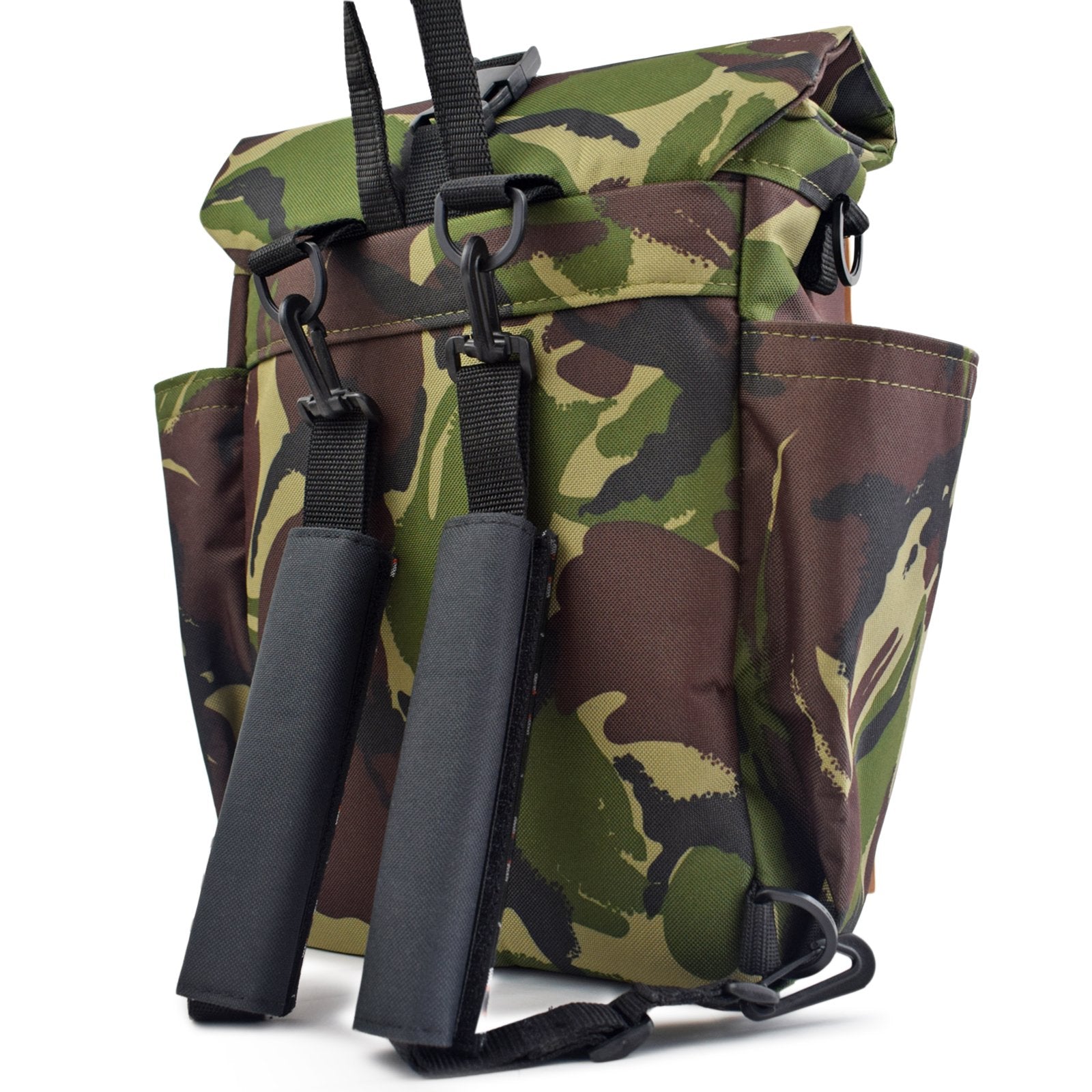 Woodsack Mini Backpack in CAMO SLAM design, showcasing its compact size and stylish camo pattern, perfect for daily use and travel.