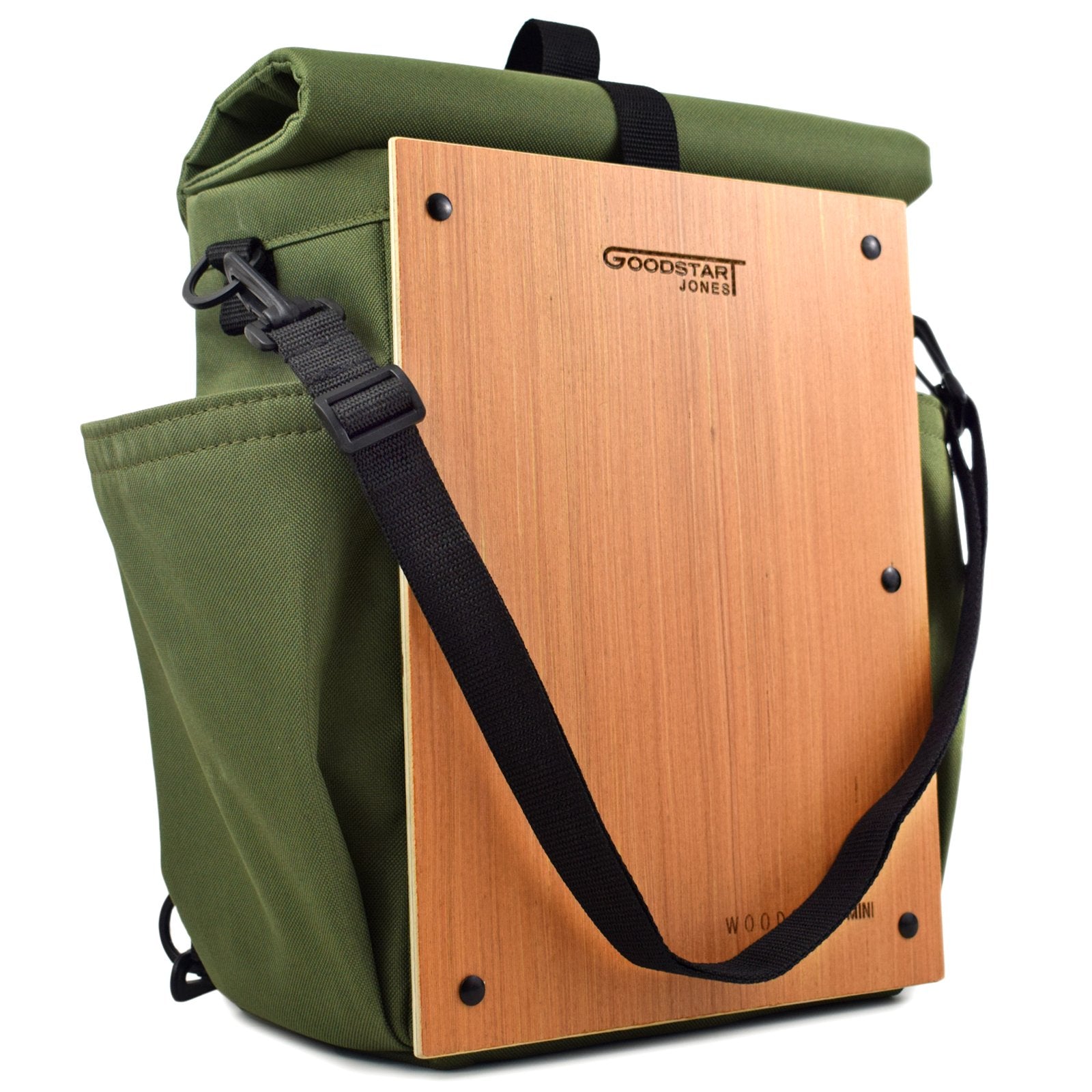 Woodsack Mini Backpack in Olive, showcasing its compact design and stylish appearance.