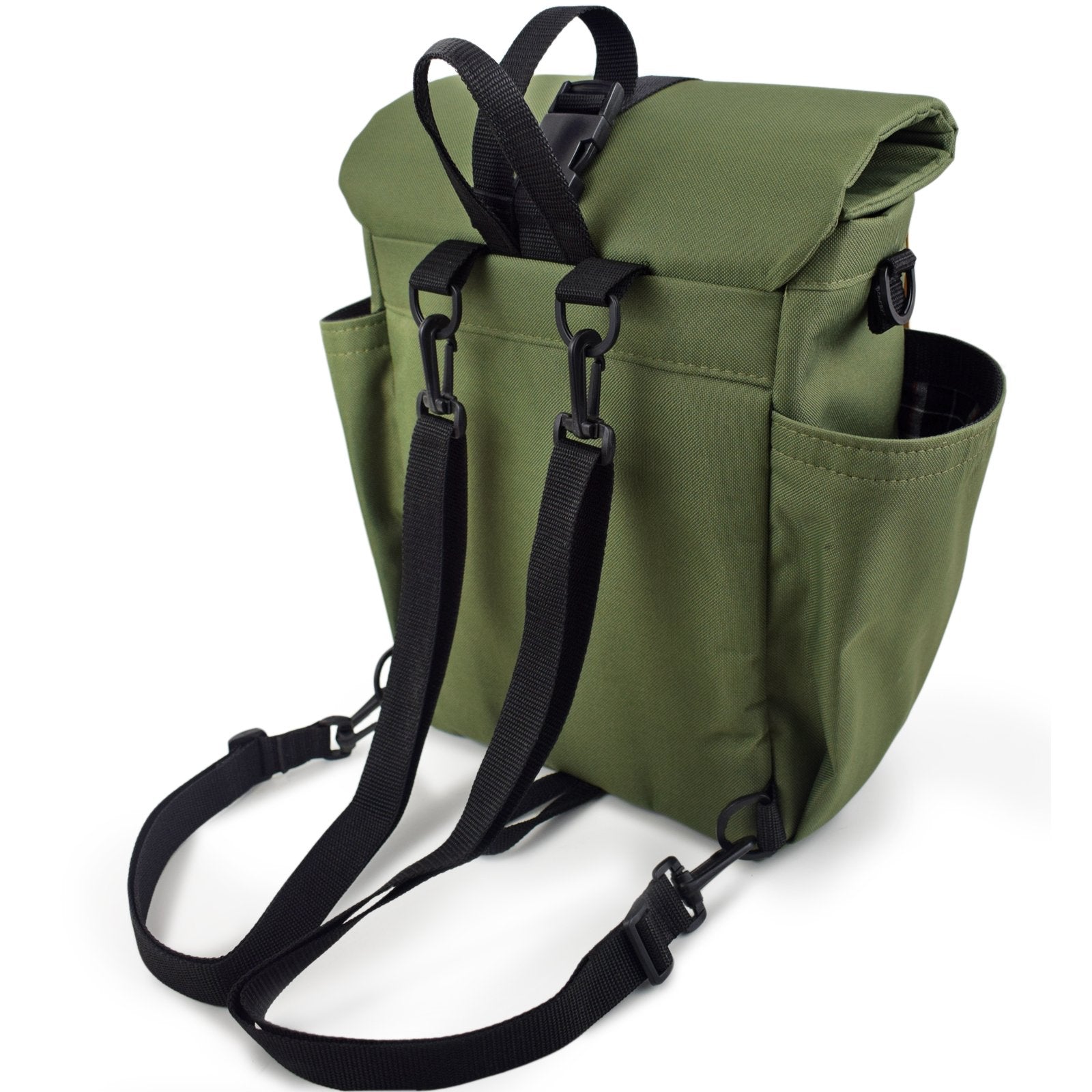 Woodsack Mini Backpack in Olive, showcasing its compact design and stylish appearance.