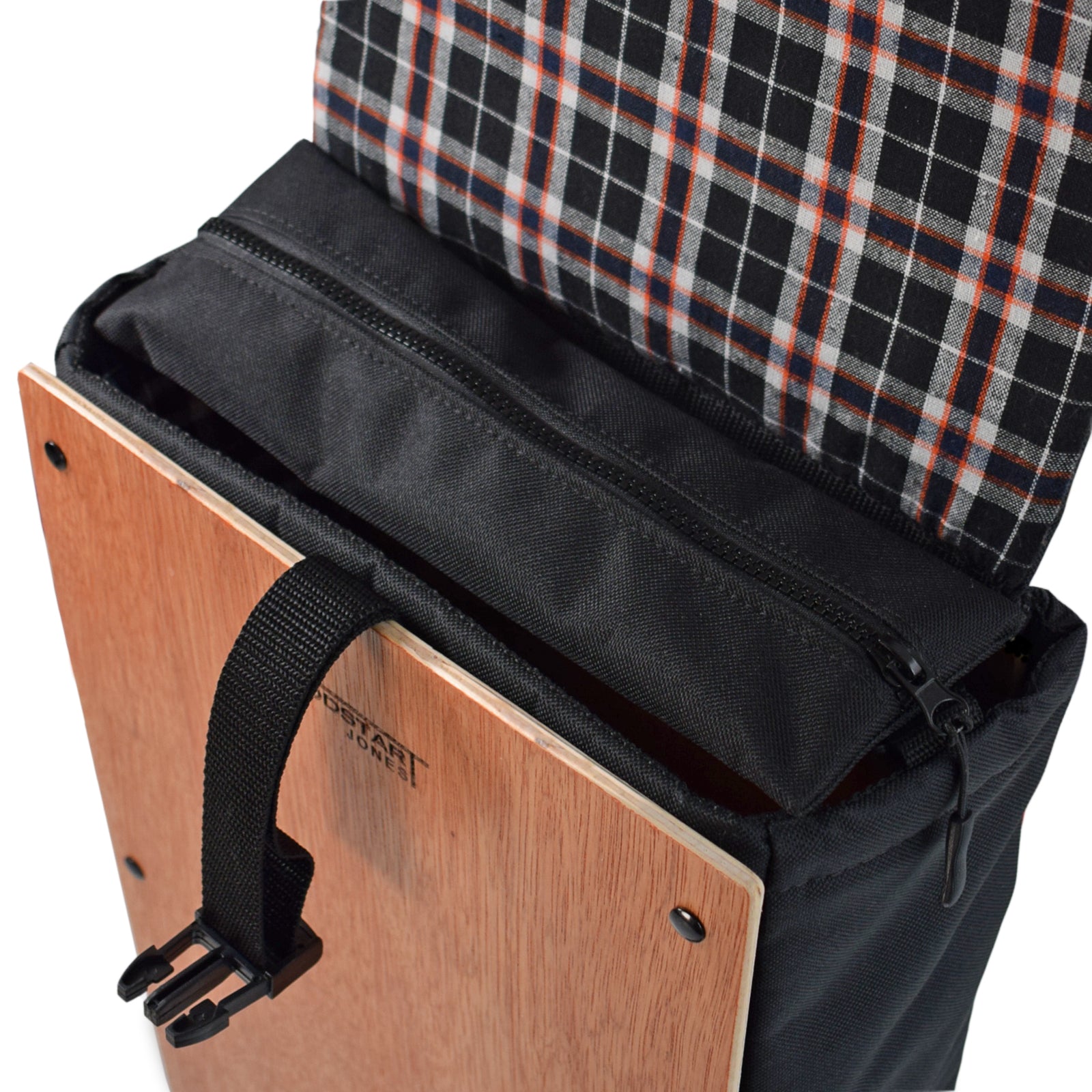 Woodsack Slim Backpack in BLACK showcasing its sleek design and minimalist style, perfect for carrying essentials.